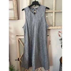 Lands End size 1X sleeveless linen blue dress with pockets